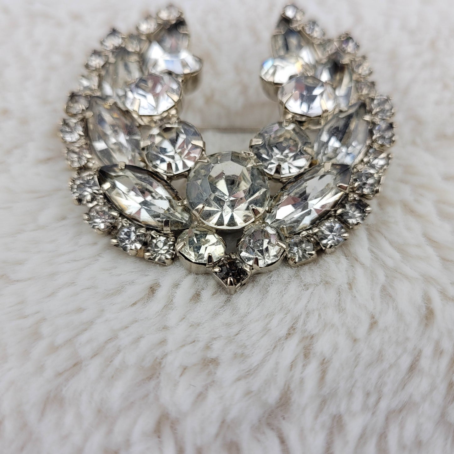 1950's Clear Rhinestone Horseshoe Shaped Pin