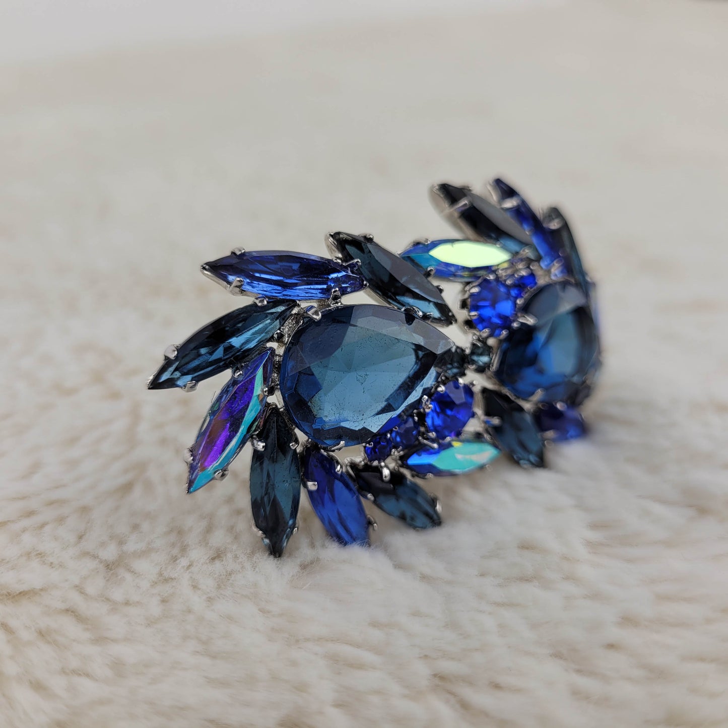 1950's Blue Rhinestone Open Back Pin