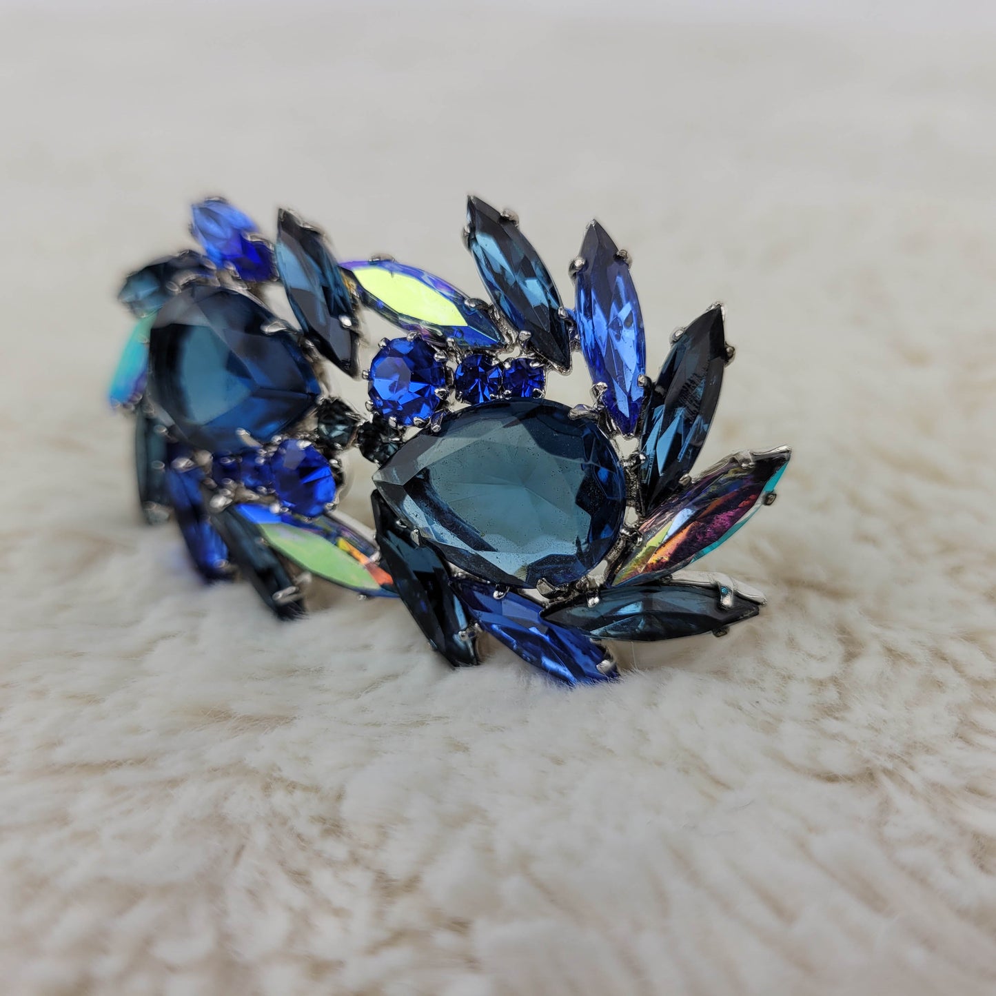 1950's Blue Rhinestone Open Back Pin