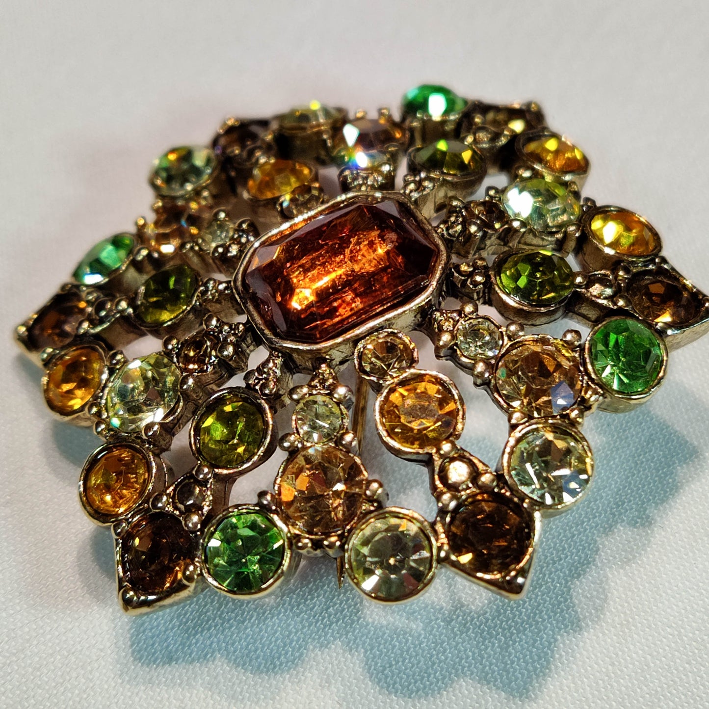 1960's Multi-Colored Rhinestone 5 Sided Pin