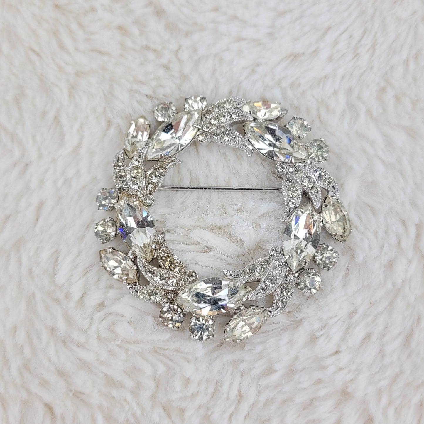 1950's Clear Rhinestone Circular Pin by Eisenberg