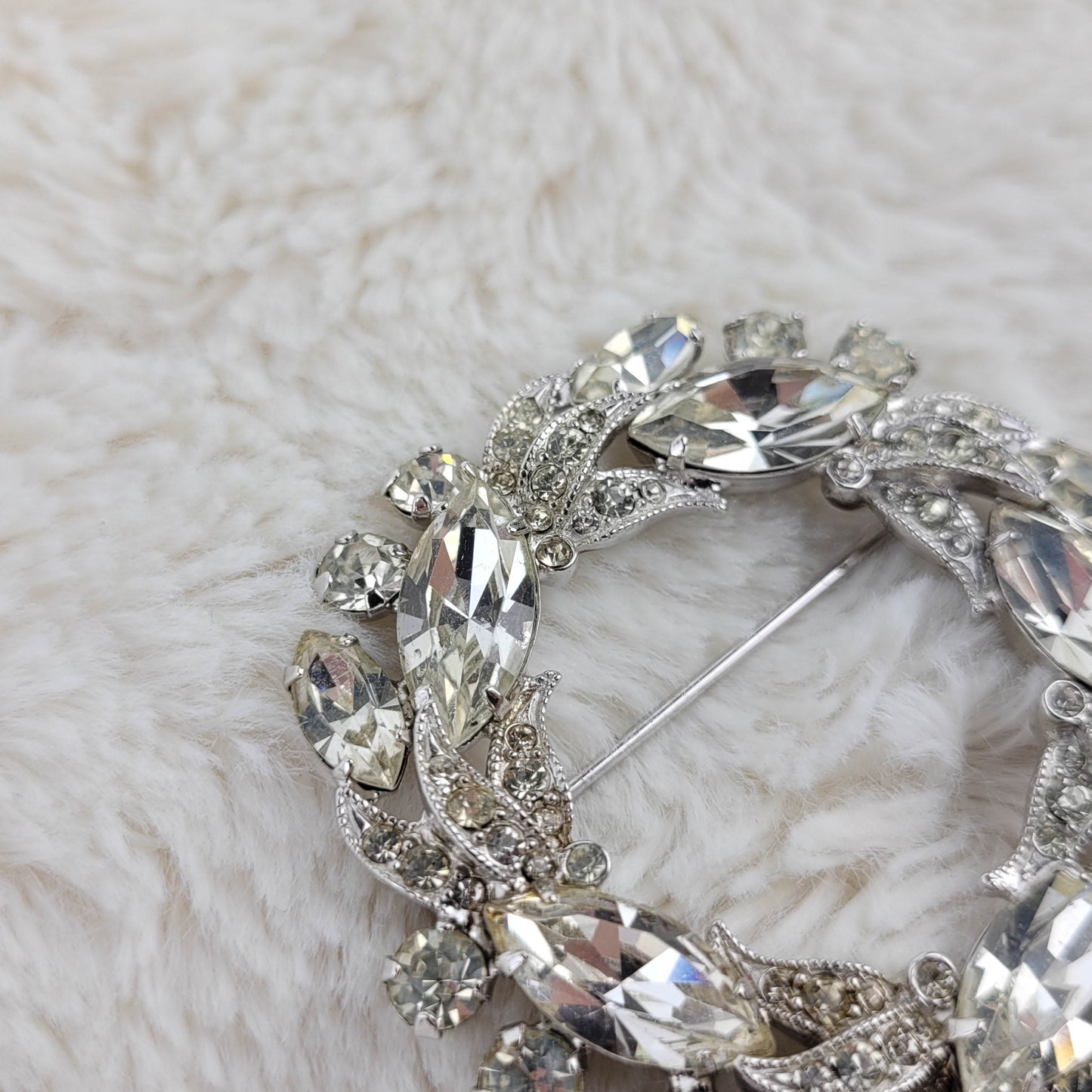 1950's Clear Rhinestone Circular Pin by Eisenberg