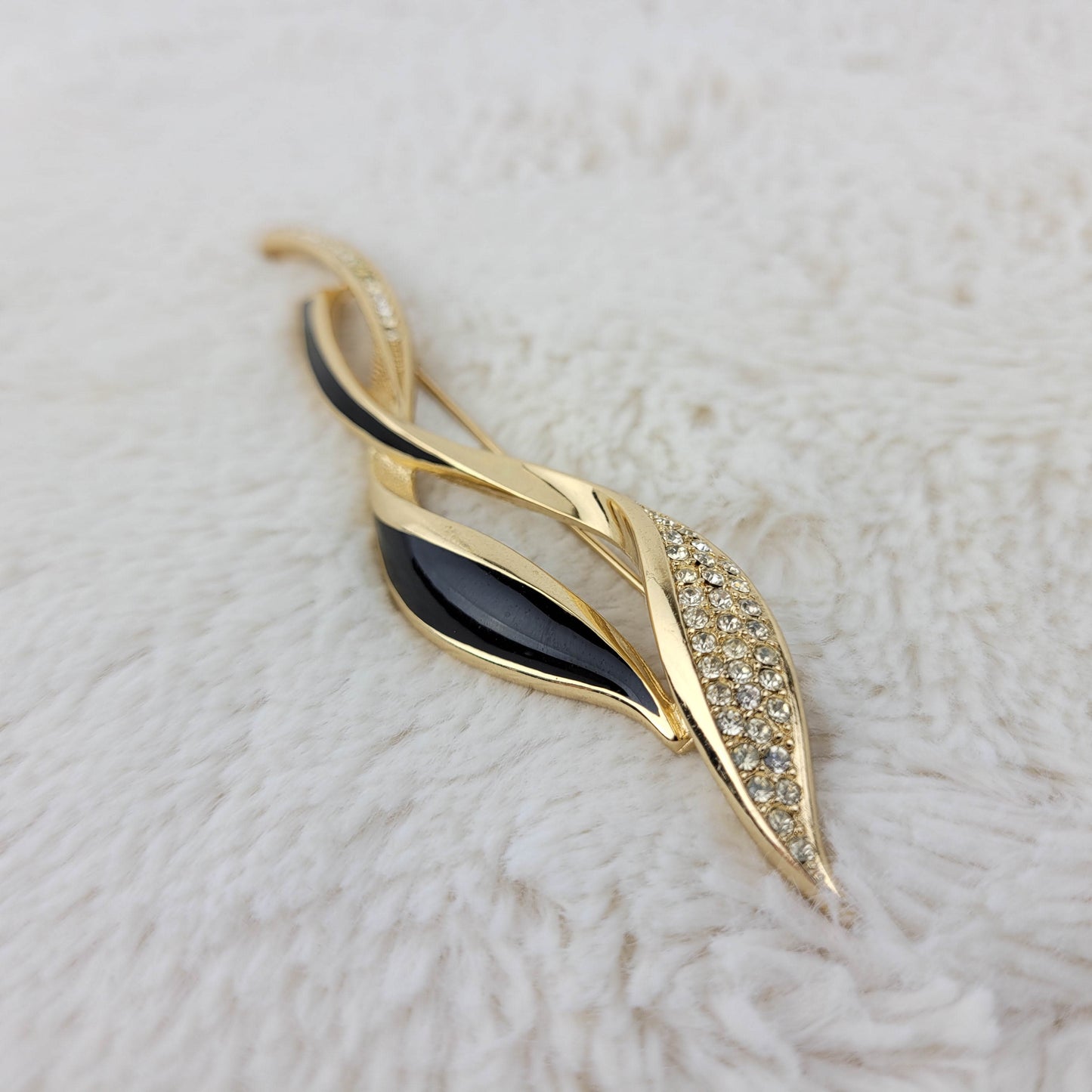 1970's Gold and Black Enamel Pin by Christian Dior