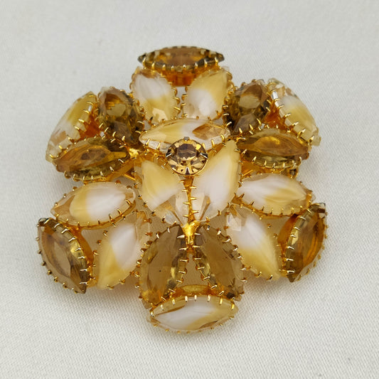 1950's Root Beer Glass and Cream Rhinestone Pin