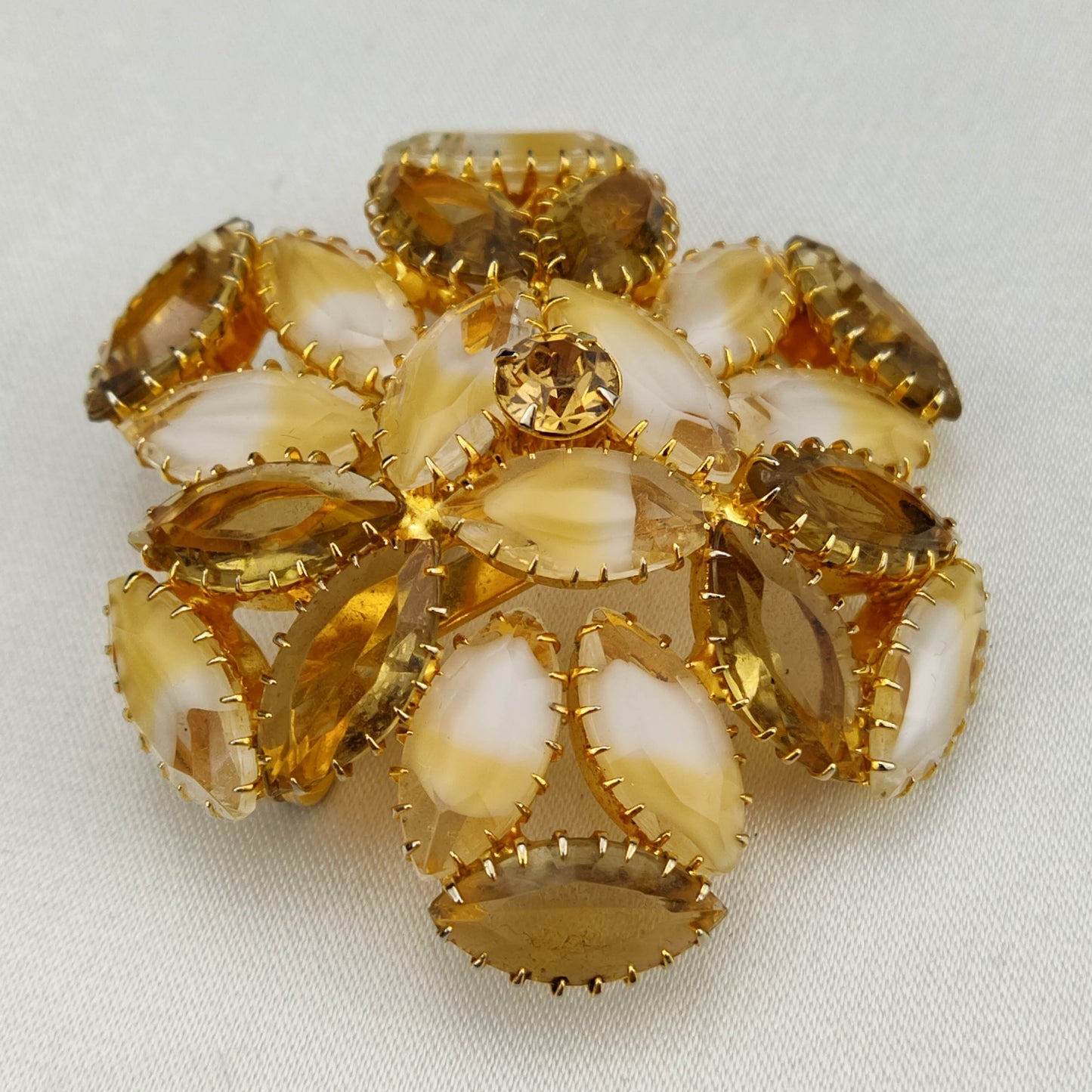 1950's Root Beer Glass and Cream Rhinestone Pin