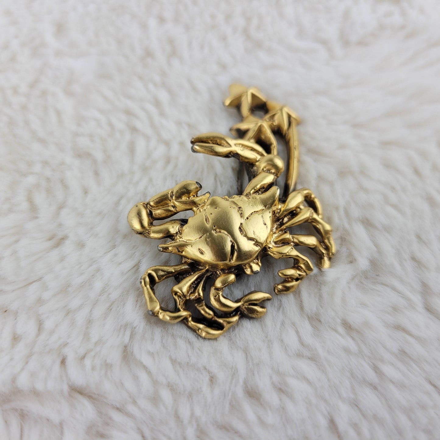 1950's Gold Metal Crab Pin by Tortolani