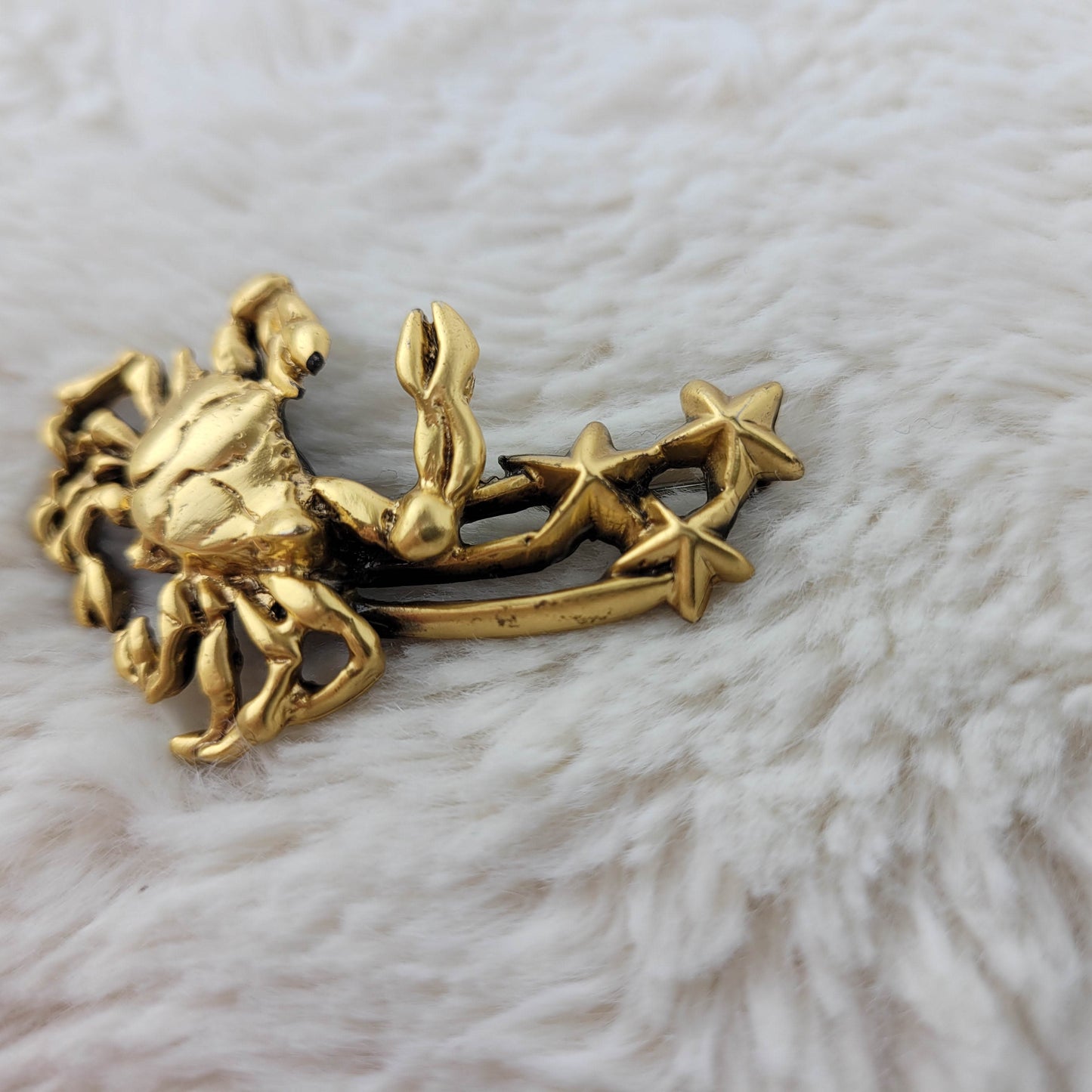 1950's Gold Metal Crab Pin by Tortolani