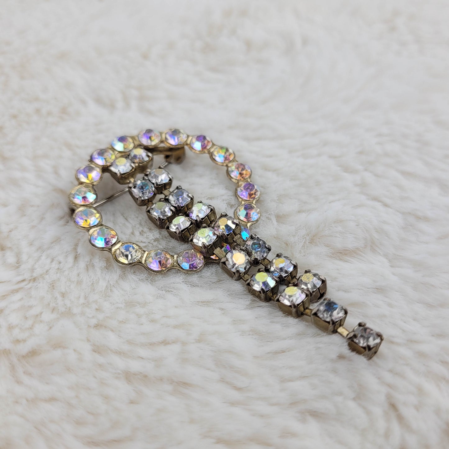 1950's Aurora Borealis Rhinestone Dangle Pin