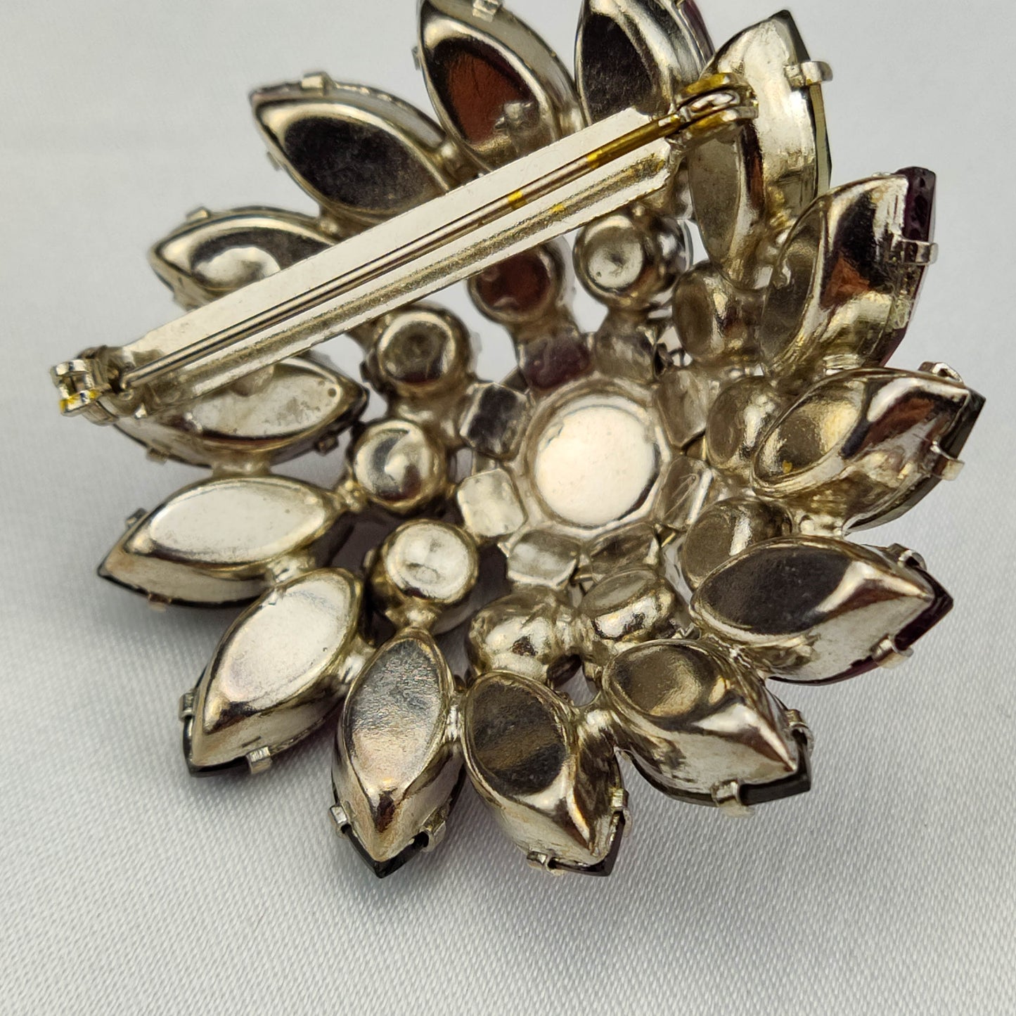 1950's Plumb and Gray Rhinestone Dome Pin