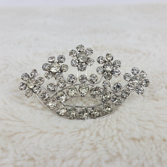 1940's Clear Rhinestone Crown Pin