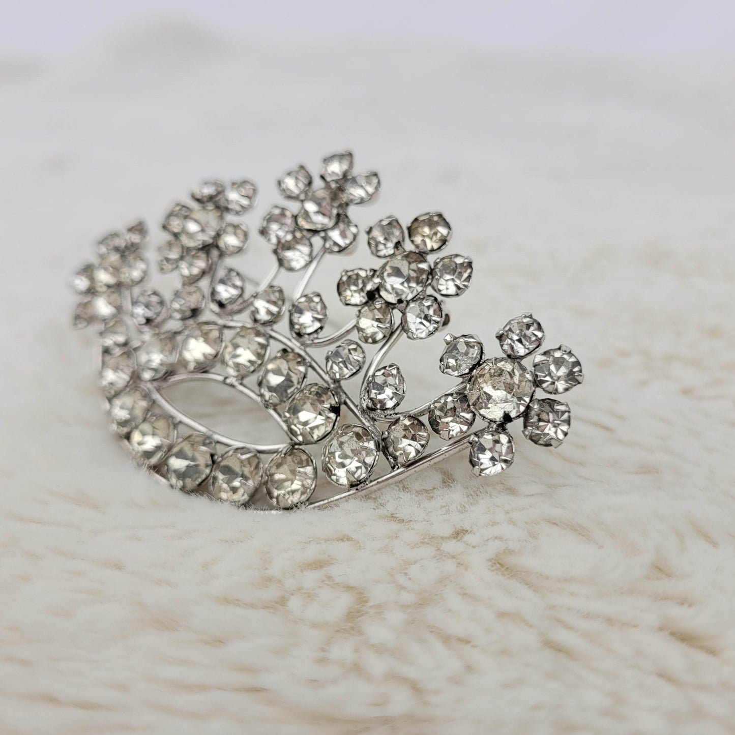 1940's Clear Rhinestone Crown Pin