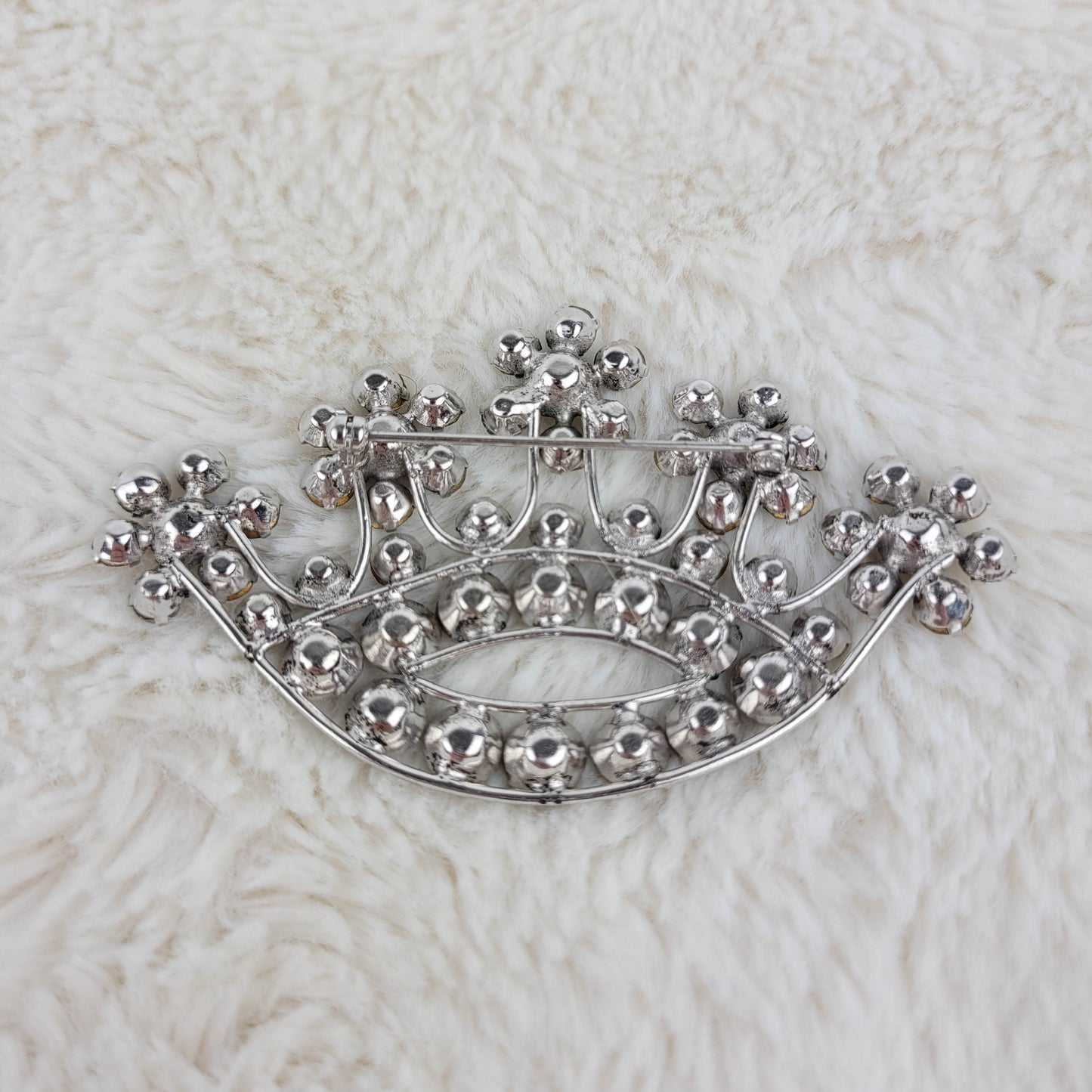 1940's Clear Rhinestone Crown Pin