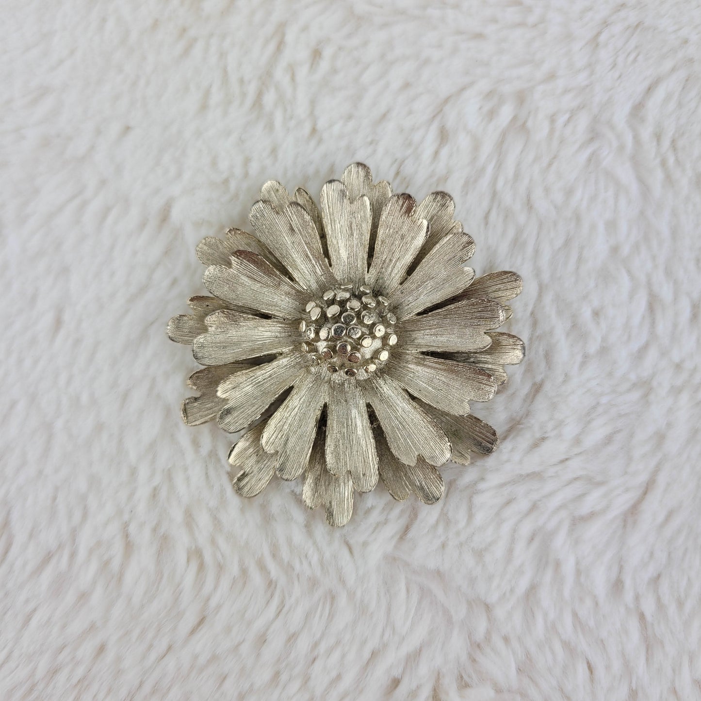 1960's Gold Metal Flower Circular Pin by BSK