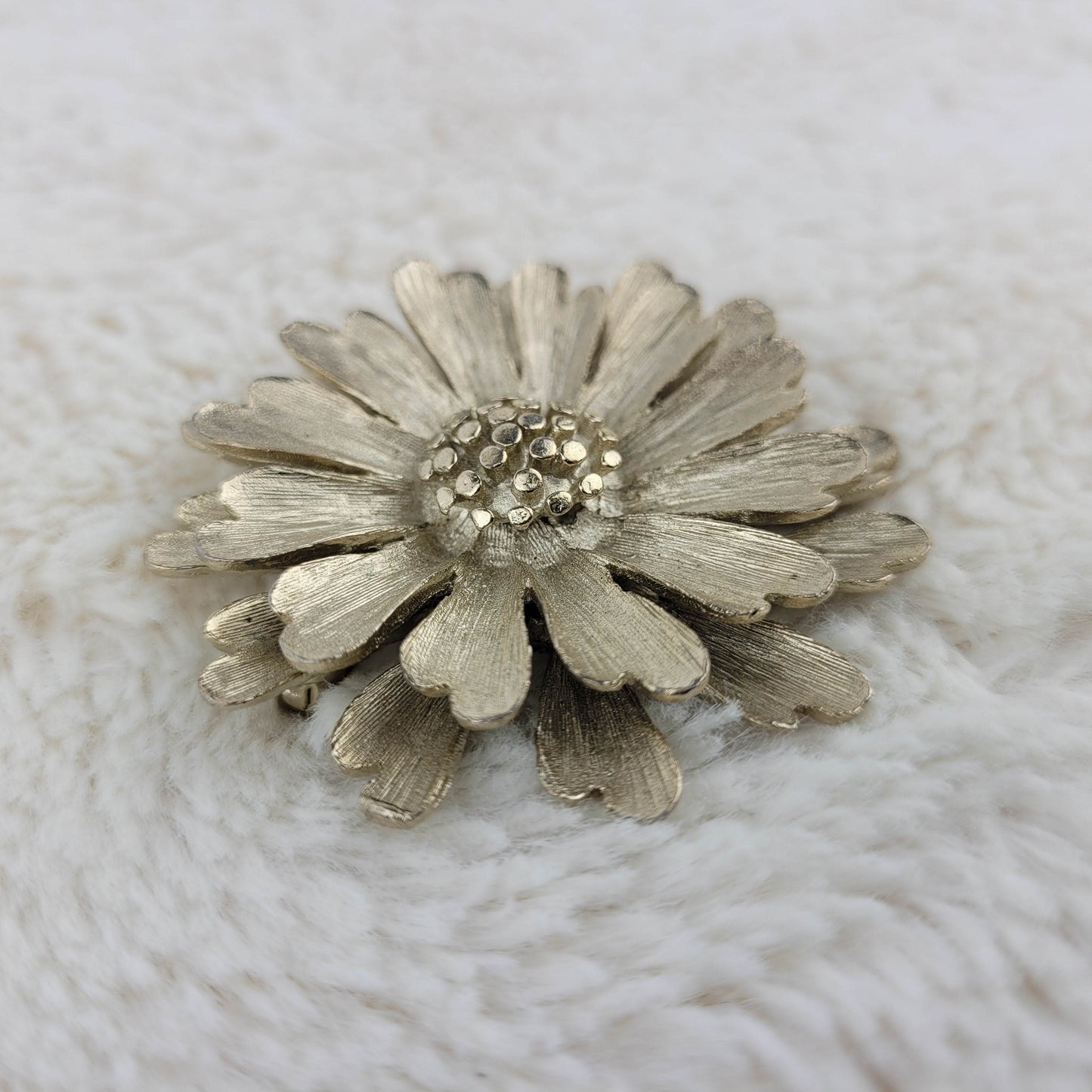 1960's Gold Metal Flower Circular Pin by BSK