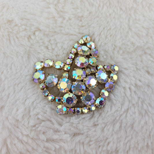 1950's Aurora Borealis Rhinestone Maple Leaf Pin