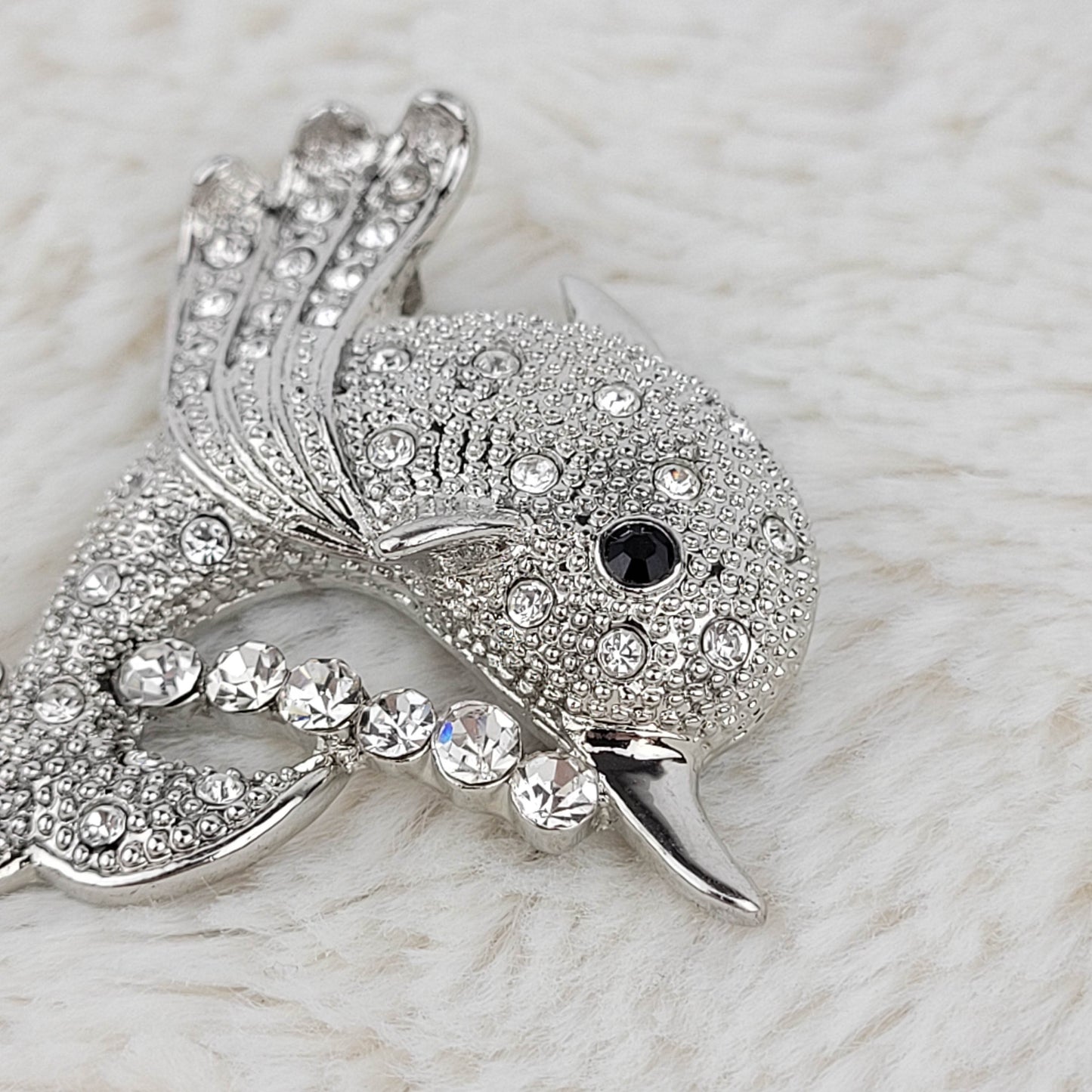 1950's Clear Rhinestone Dolphin Pin