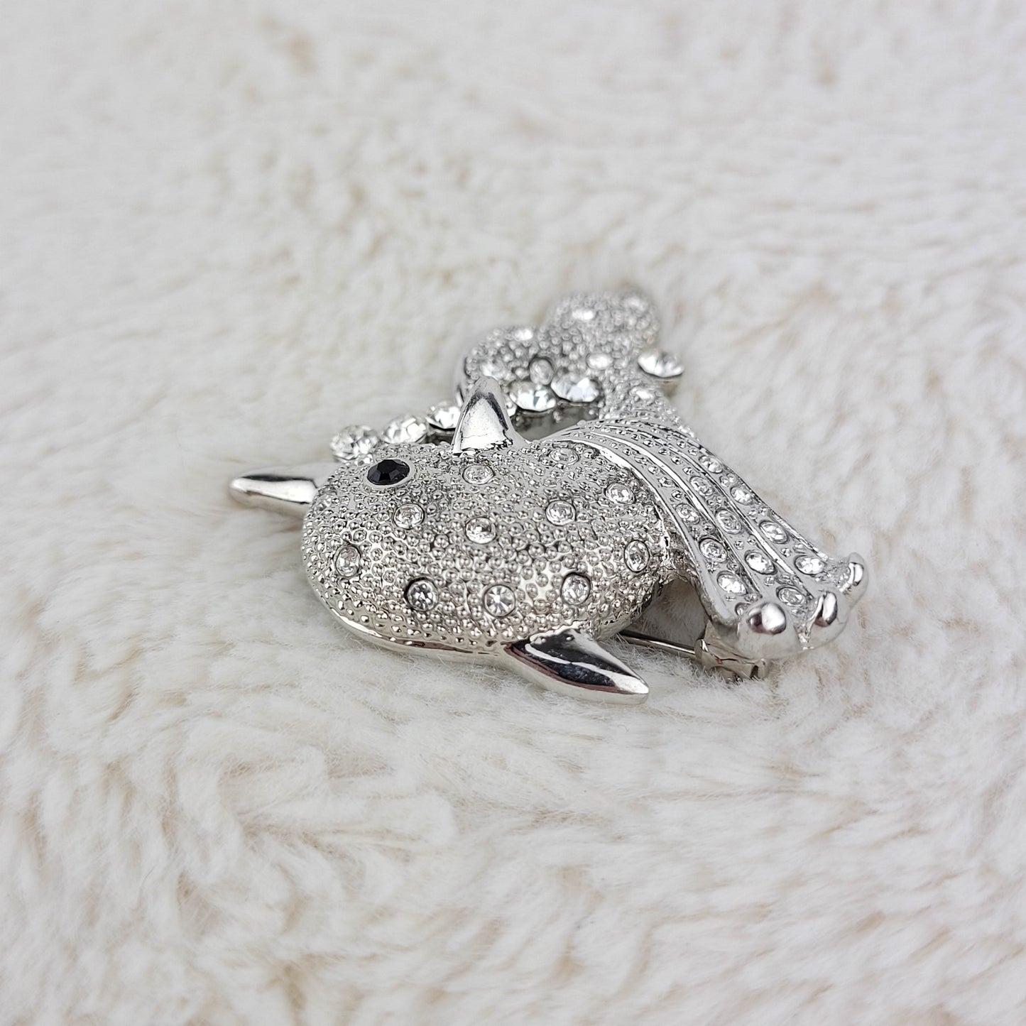 1950's Clear Rhinestone Dolphin Pin