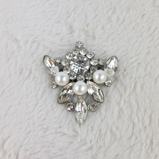 1950's Pearl Bead and Clear Rhinestone Pin