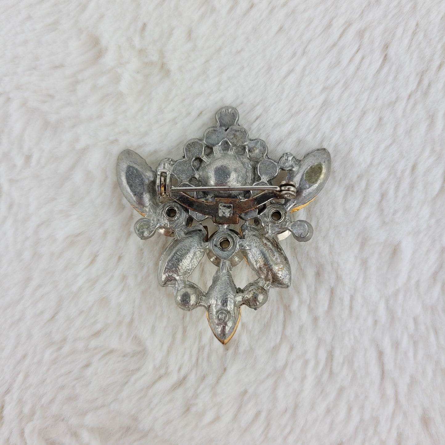 1950's Pearl Bead and Clear Rhinestone Pin