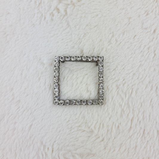 1950's Clear Rhinestone Square Open Pin