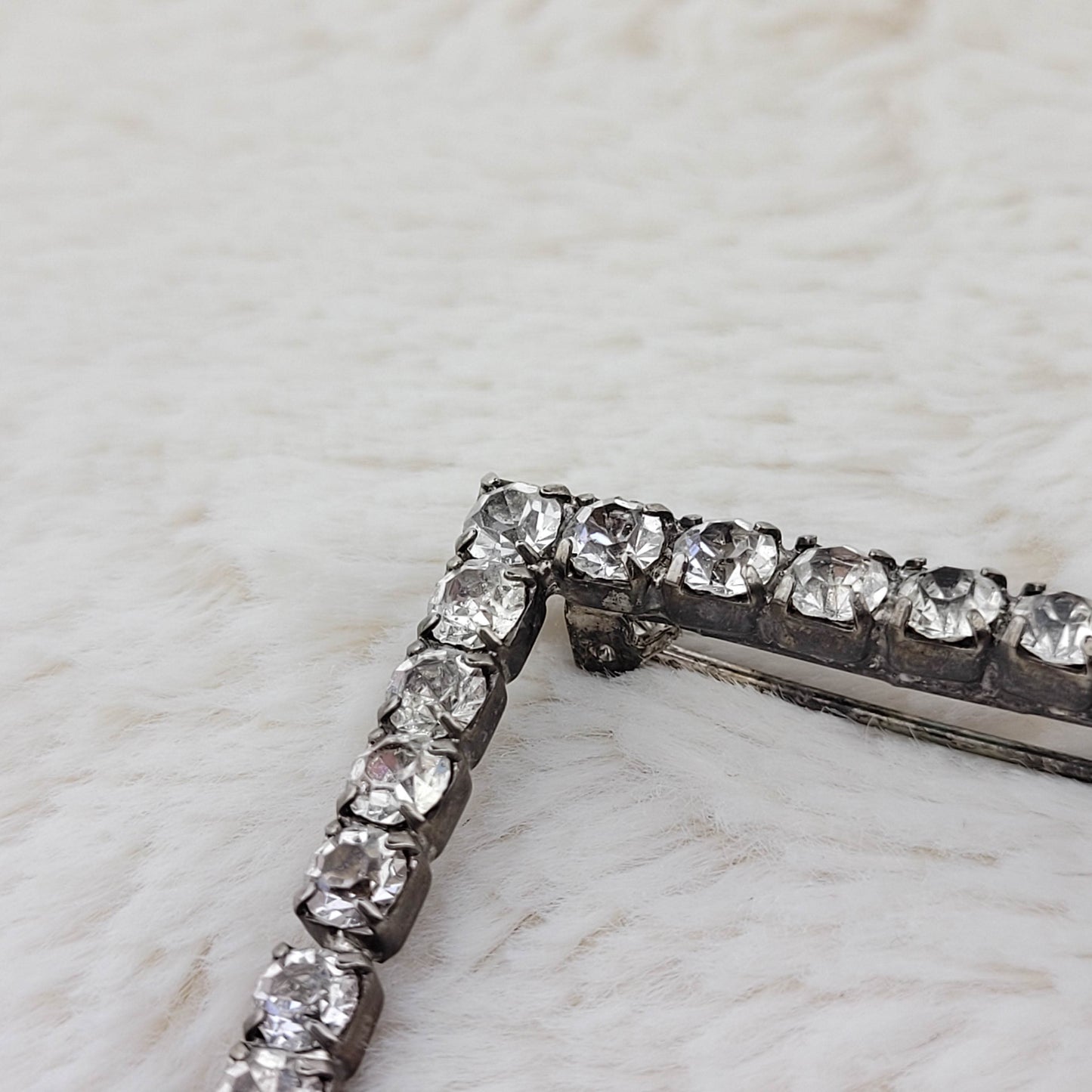 1950's Clear Rhinestone Square Open Pin