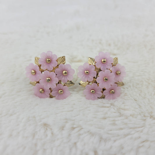 1950's Lavender Flower Clip Earrings