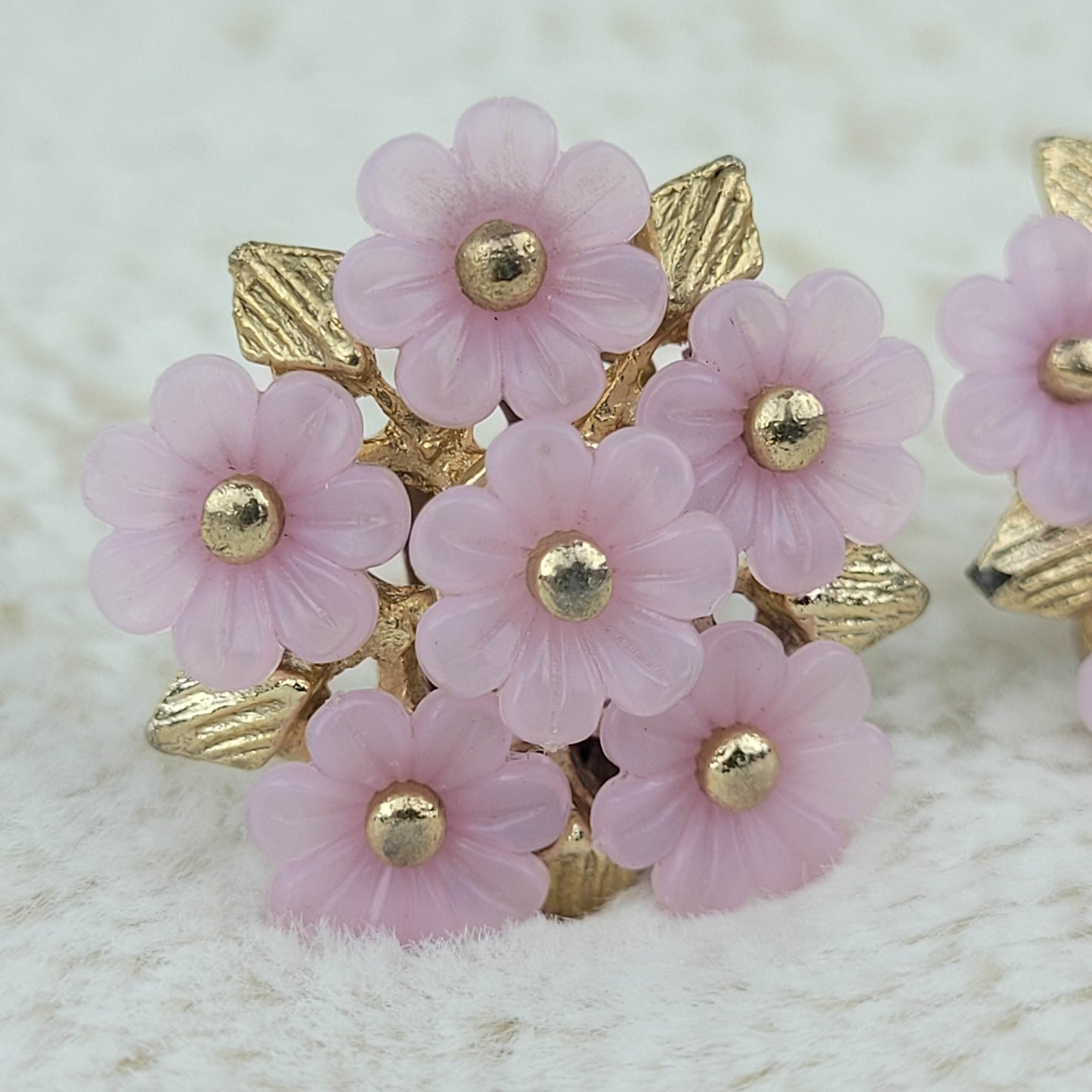 1950's Lavender Flower Clip Earrings