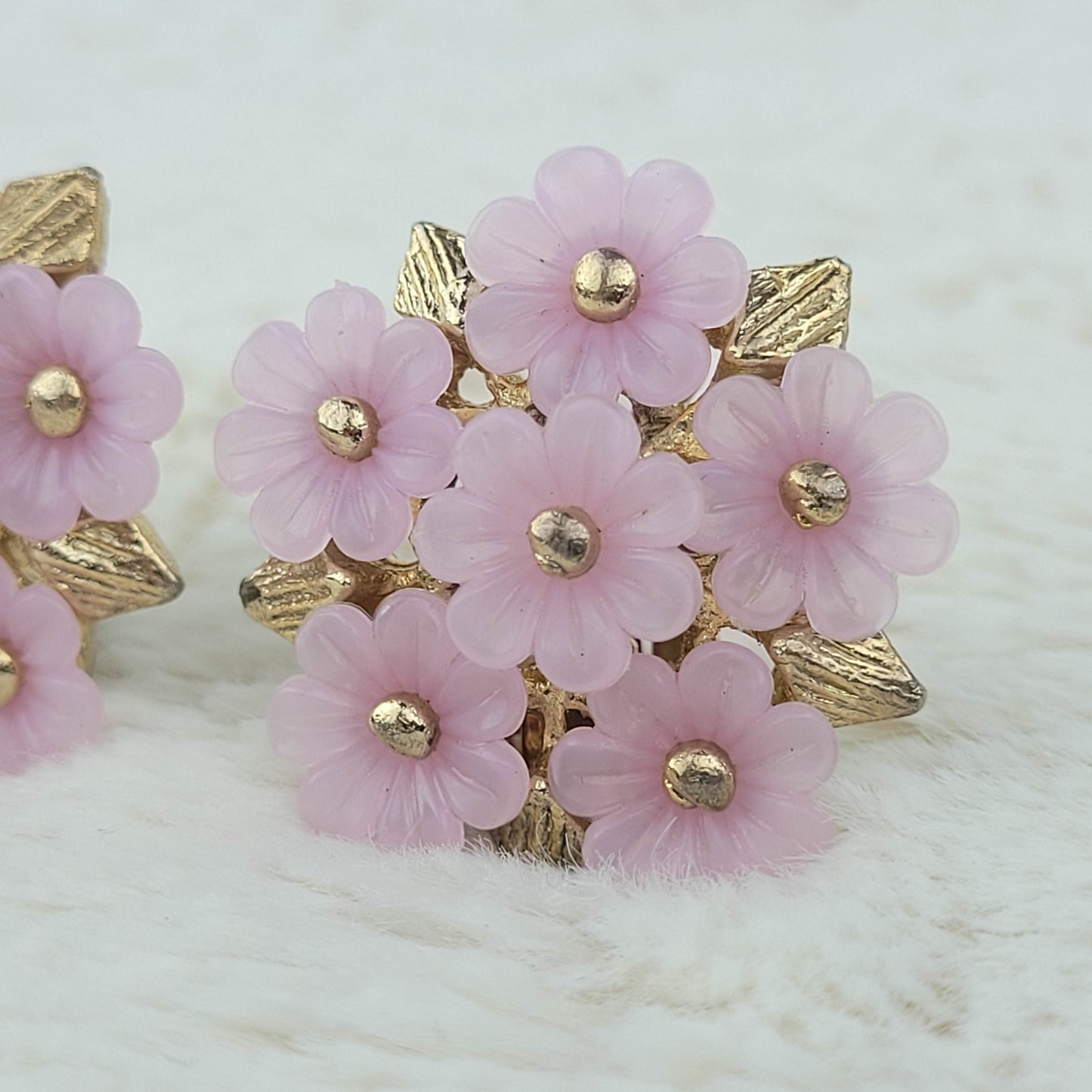 1950's Lavender Flower Clip Earrings