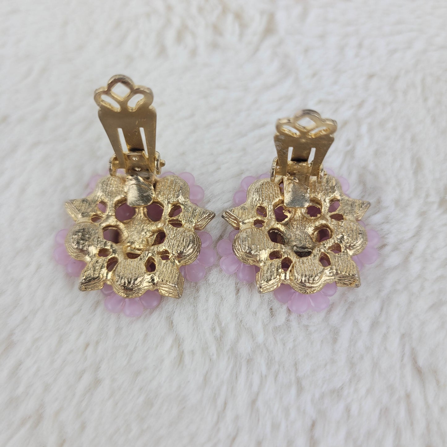 1950's Lavender Flower Clip Earrings