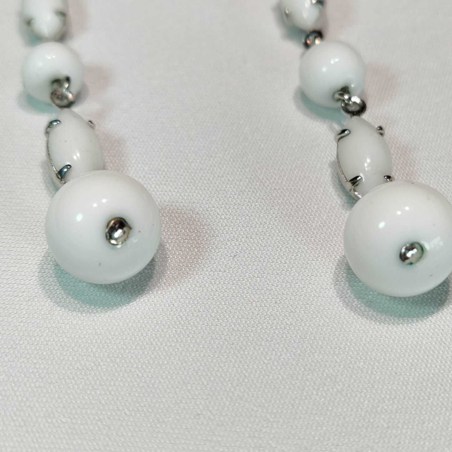 1950's White Bead Dangle Screwback Earrings