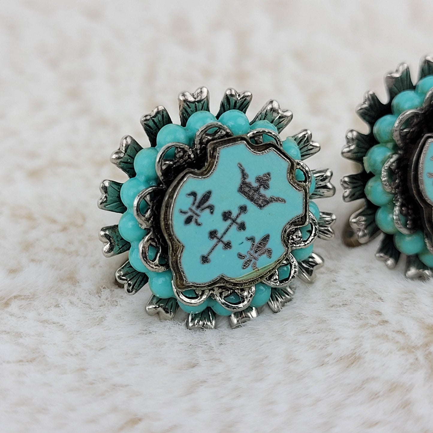 1930's Turquoise Regal Screwback Earrings