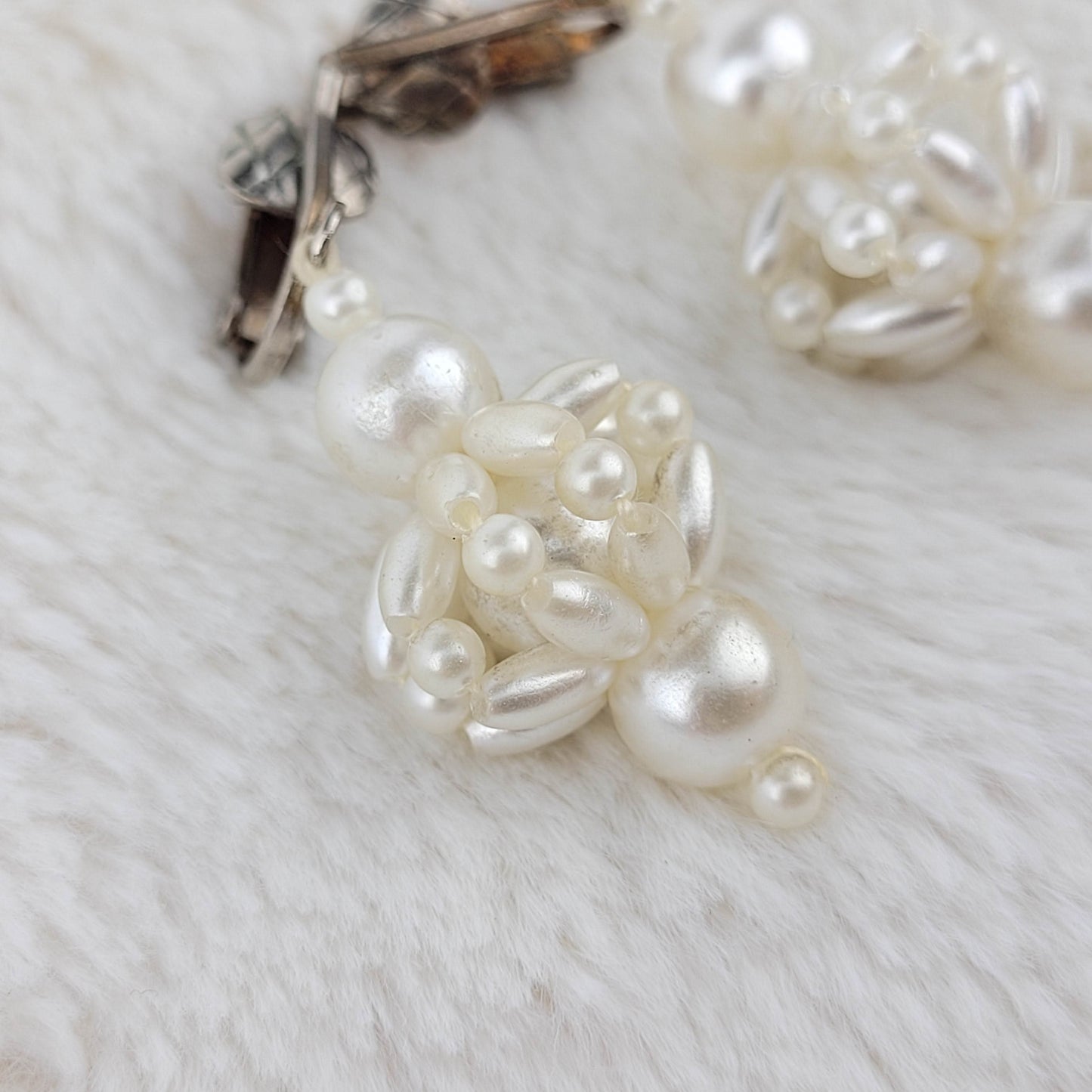 1950's Pearl Bead Chandelier Clip Earrings