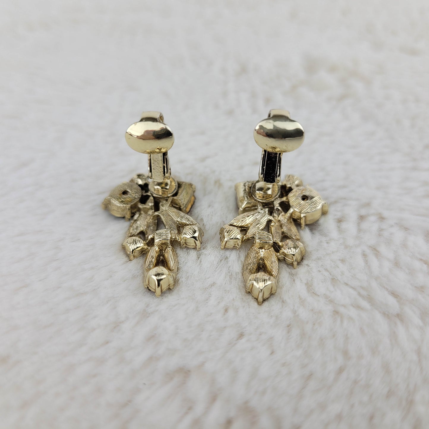 1950's Root Beer Rhinestone Clip Earrings by Coro