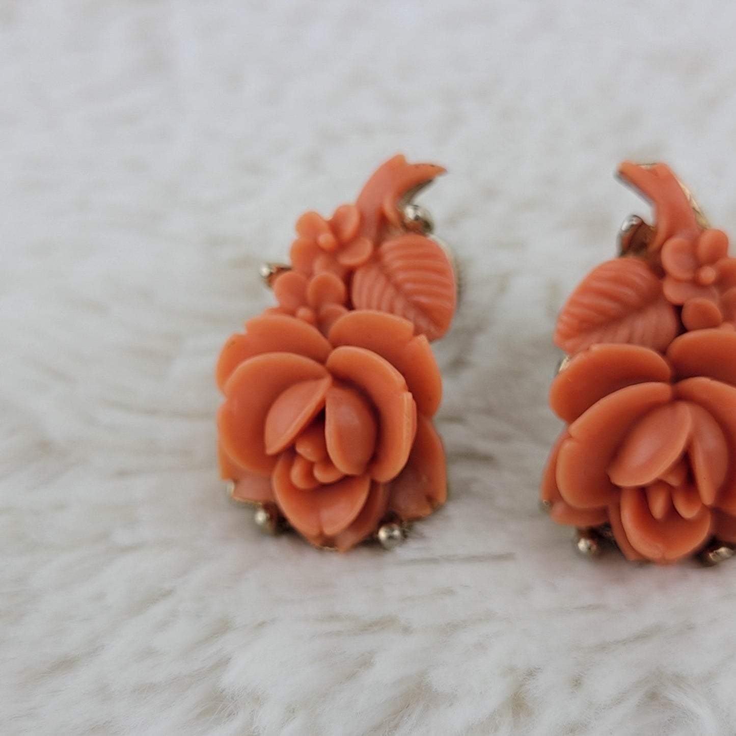 1950's Bakelite Rose Clip Earrings by Coro