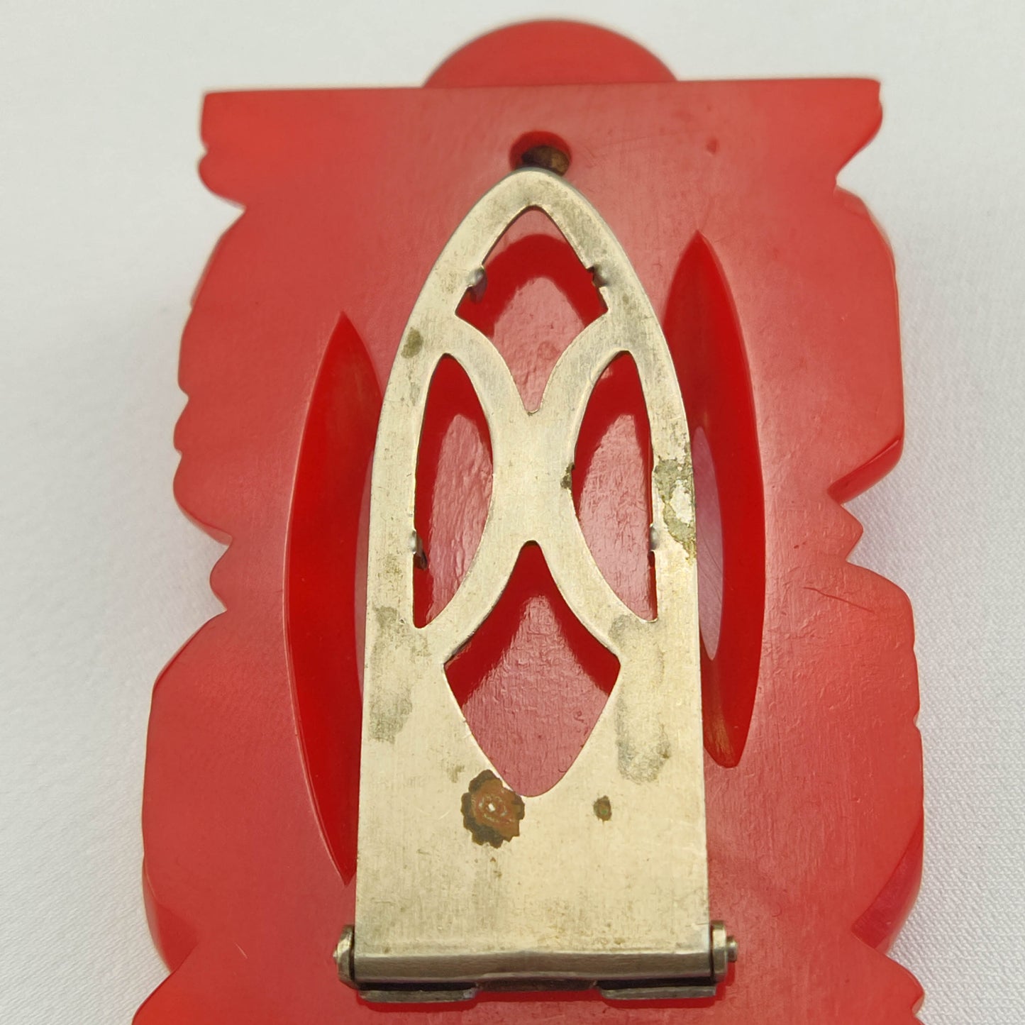 1920's Red Bakelite Large Fur Clip