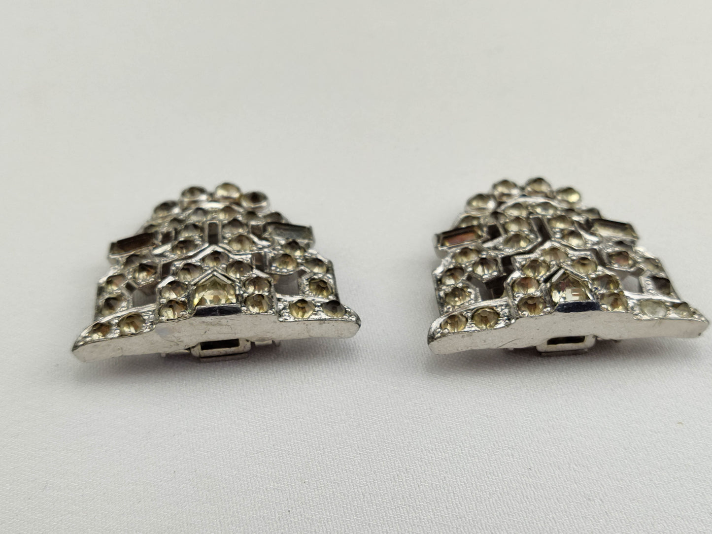 1920's Rhinestone and Pot Metal Matching Fur Clips