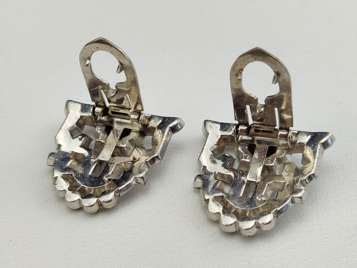 1920's Rhinestone and Pot Metal Matching Fur Clips