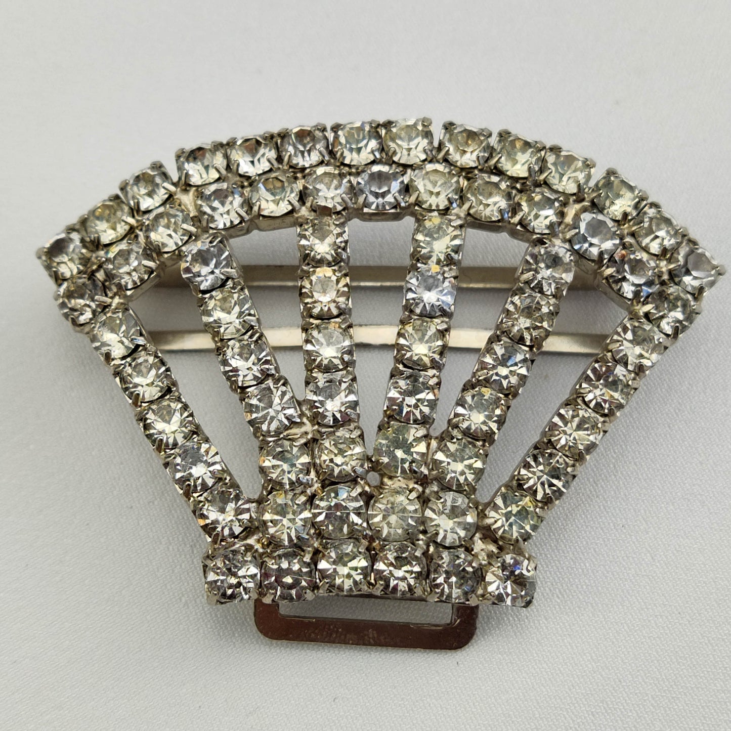 1930's Clear Rhinestone Crown Belt Buckle or Scarf Tie