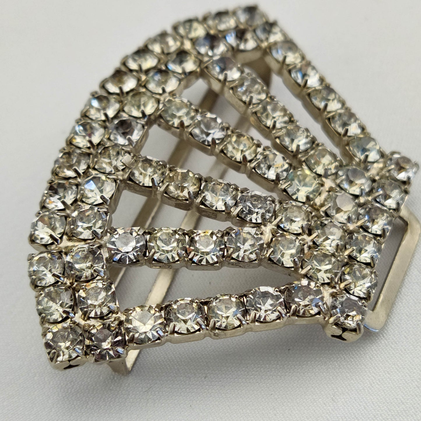 1930's Clear Rhinestone Crown Belt Buckle or Scarf Tie