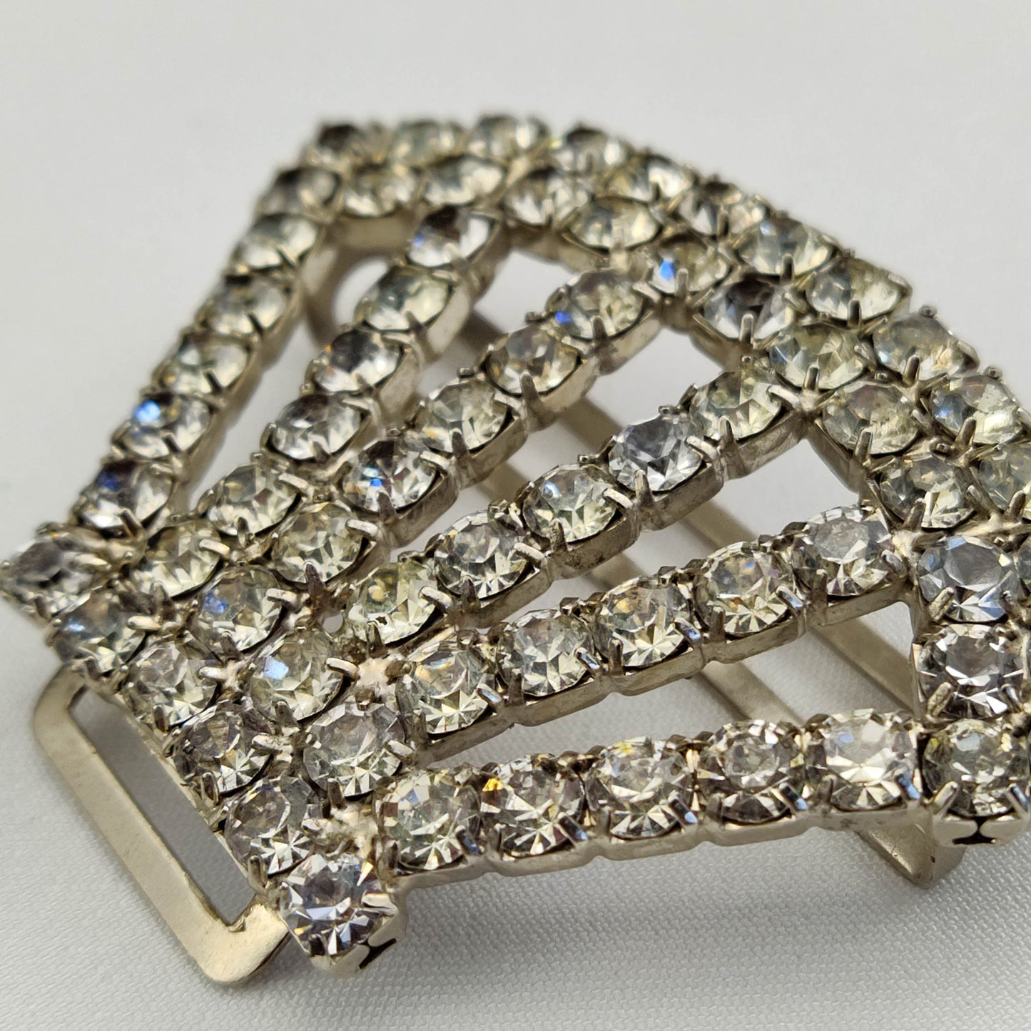 1930's Clear Rhinestone Crown Belt Buckle or Scarf Tie