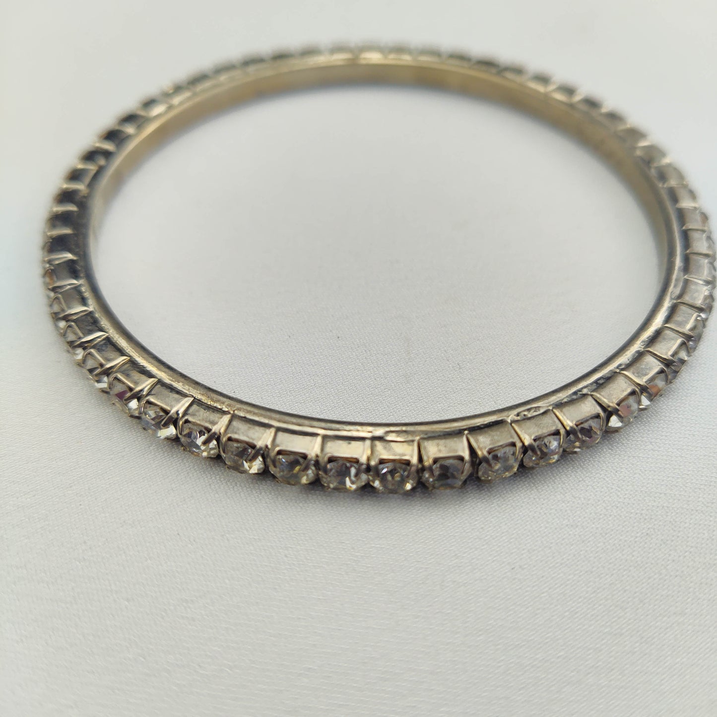 1950's Single Row Clear Rhinestone Bangle Bracelet