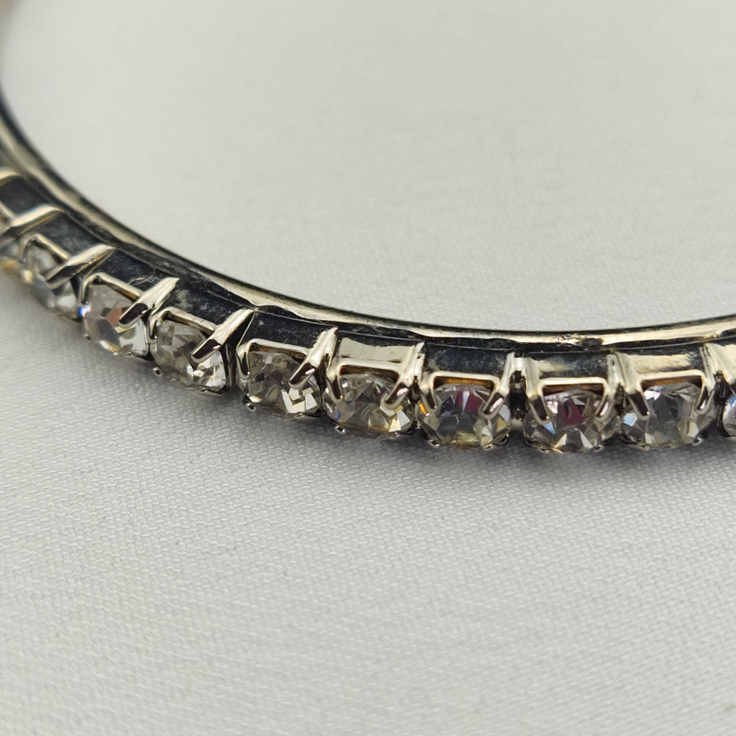 1950's Single Row Clear Rhinestone Bangle Bracelet