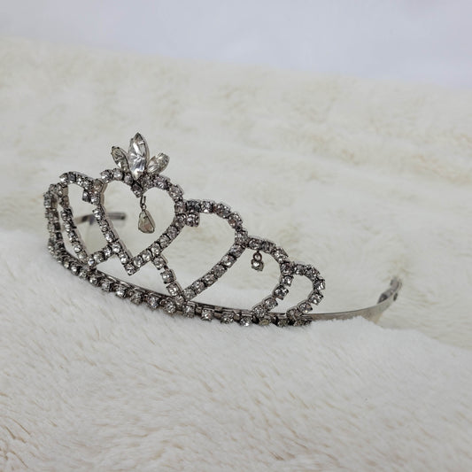 1950's Tiara with a Clear Rhinestone Heart Design