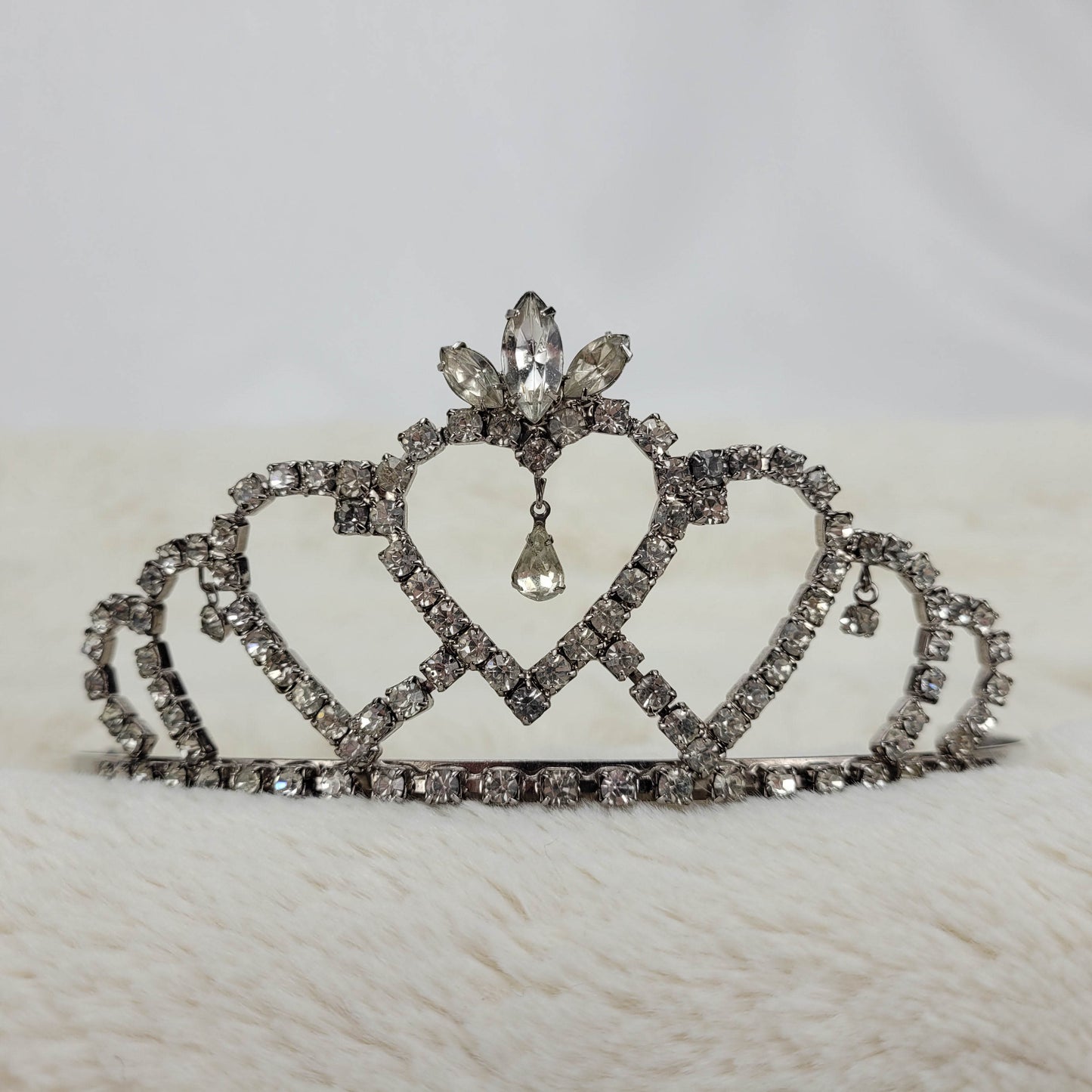 1950's Tiara with a Clear Rhinestone Heart Design