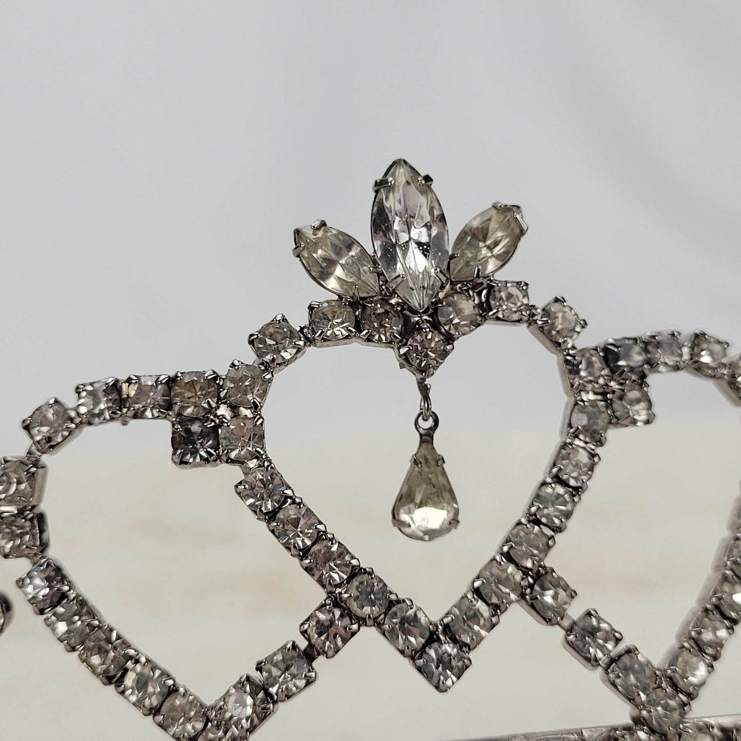 1950's Tiara with a Clear Rhinestone Heart Design