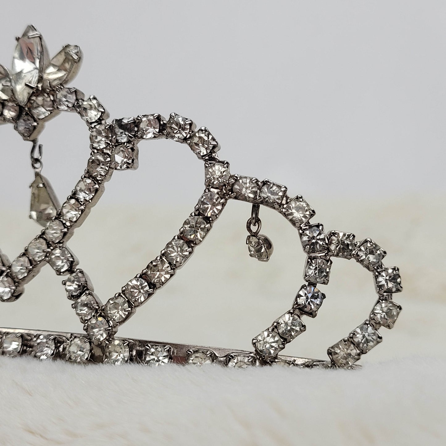 1950's Tiara with a Clear Rhinestone Heart Design