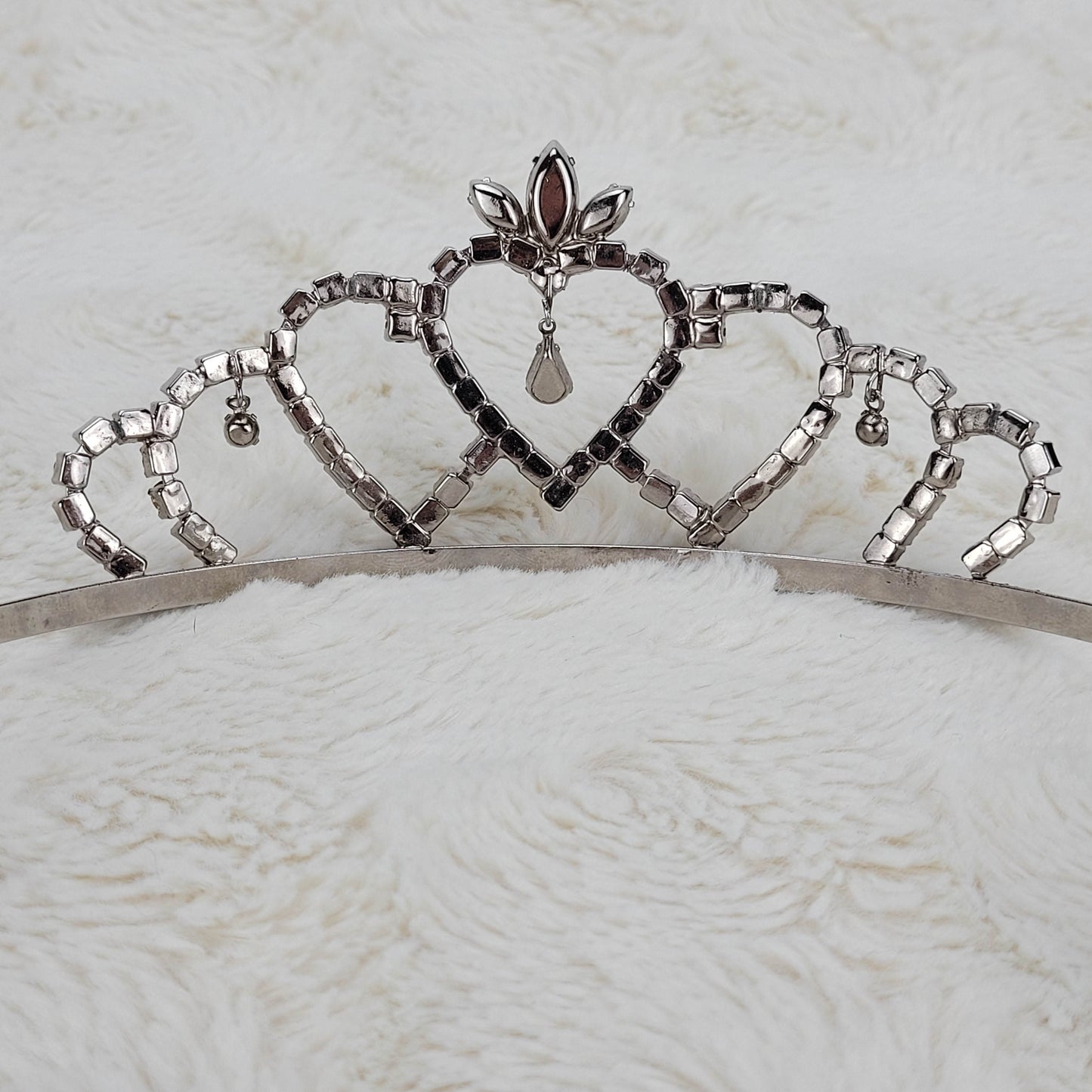 1950's Tiara with a Clear Rhinestone Heart Design