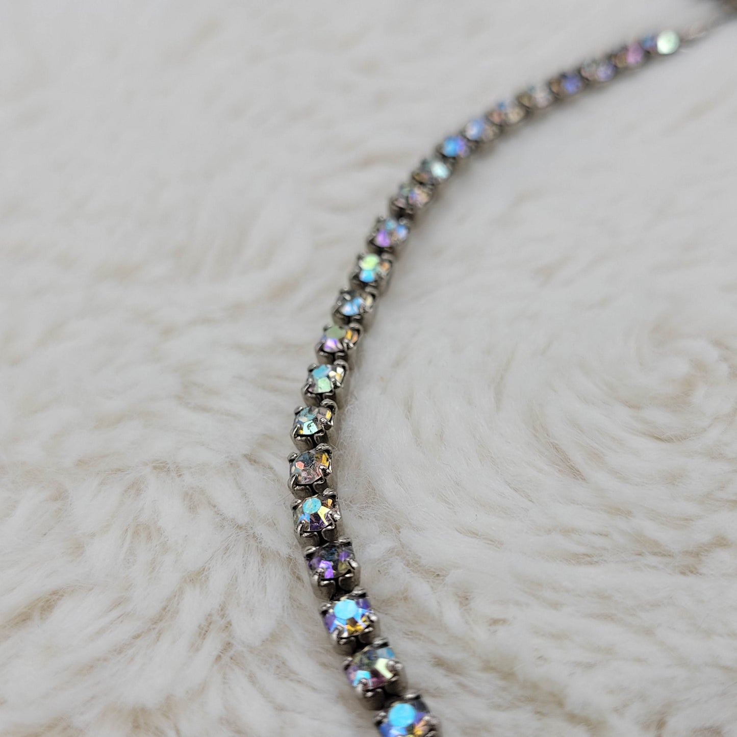 1950's Aurora Borealis Rhinestone Single Strand Necklace with Drops