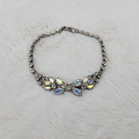 1950's Single Strand Rhinestone Cluster Bracelet