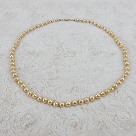 1950's Single Strand Ivory Pearl Bead Necklace